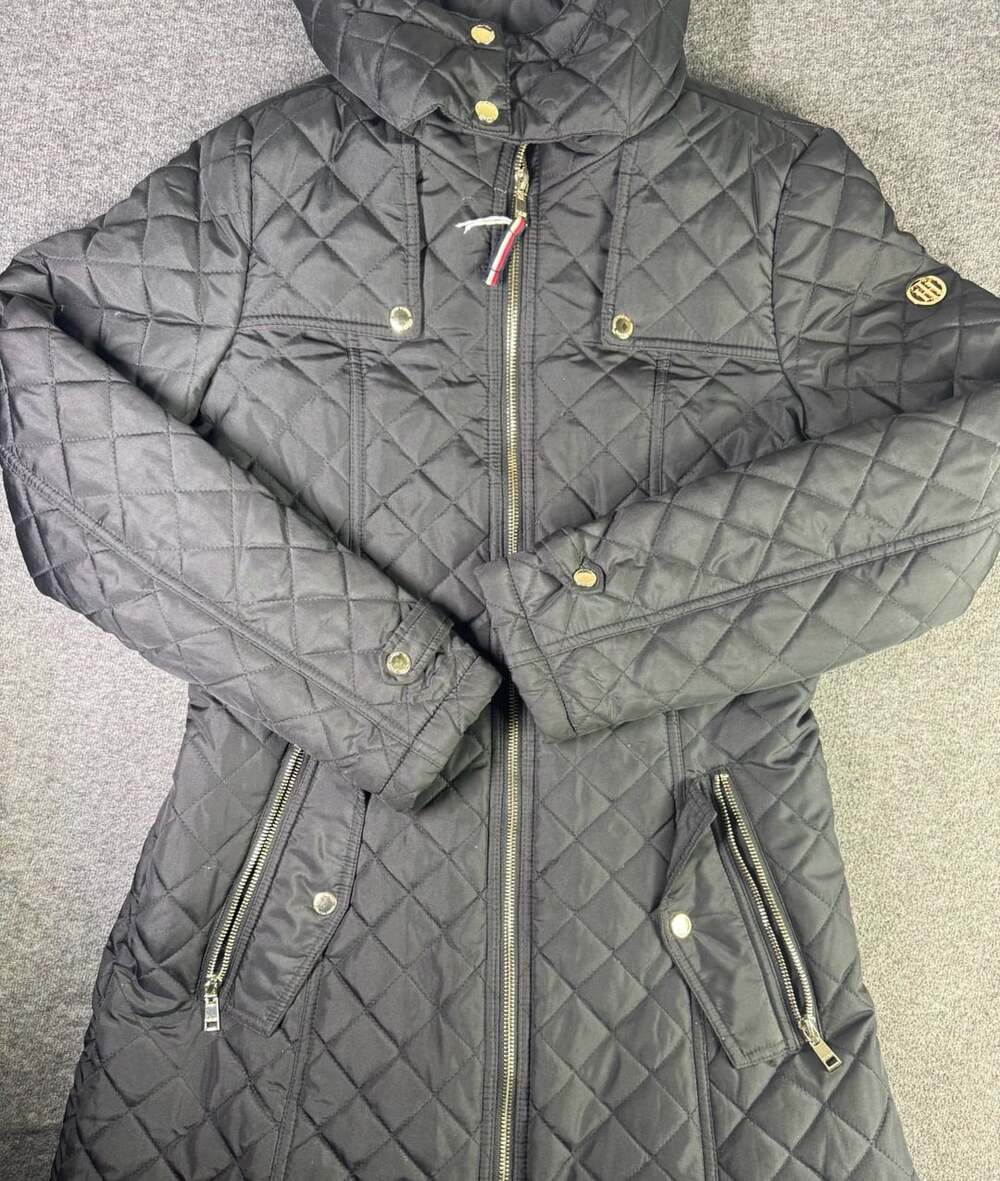 Tommy Hilfiger Women's Black Quilted Hooded Jacket Size S